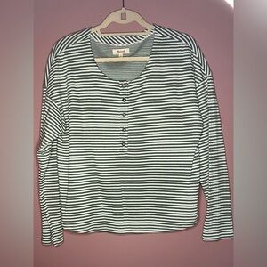 Madewell Striped Long Sleeve Henley Top Sz M​